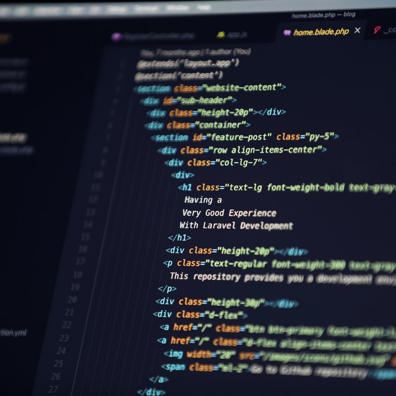 Website code in an editor on a screen
